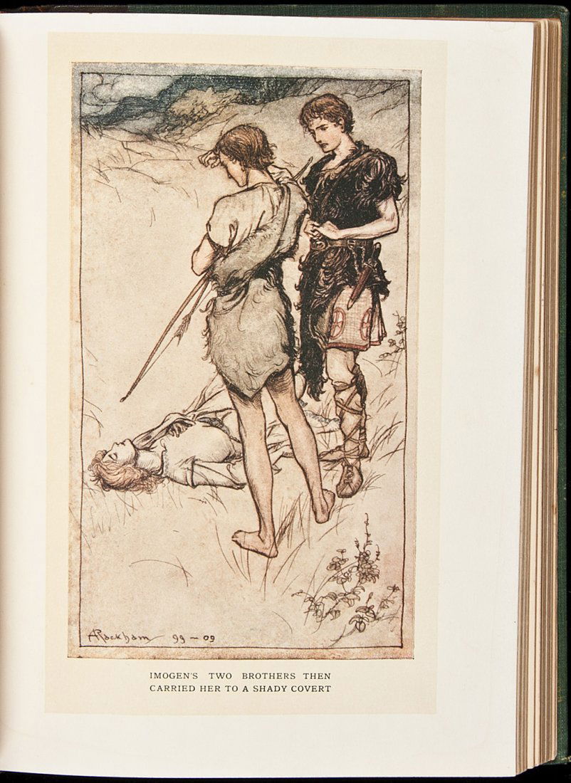 Tales From Shakespeare illus by Rackham 1909: Title: Tales From Shakespeare Author: Lamb, Charles and Mary Description: Illustrated by Arthur Rackham, including 12 color plates. (8vo), rebound in green morocco-backed cloth, gilt-lettered and deco