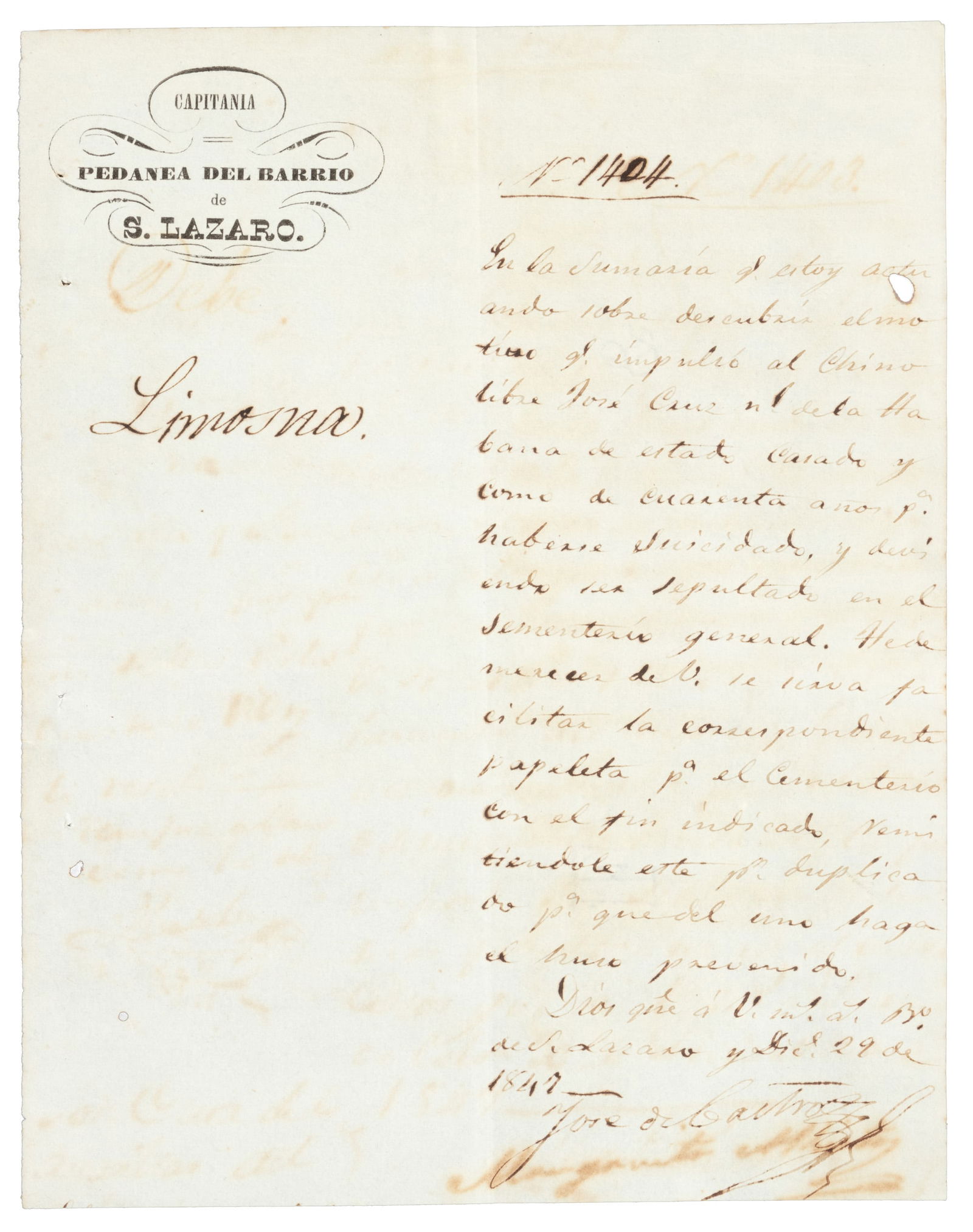 Report on Chinese suicide in Cuba, 1847 (1 of 1)