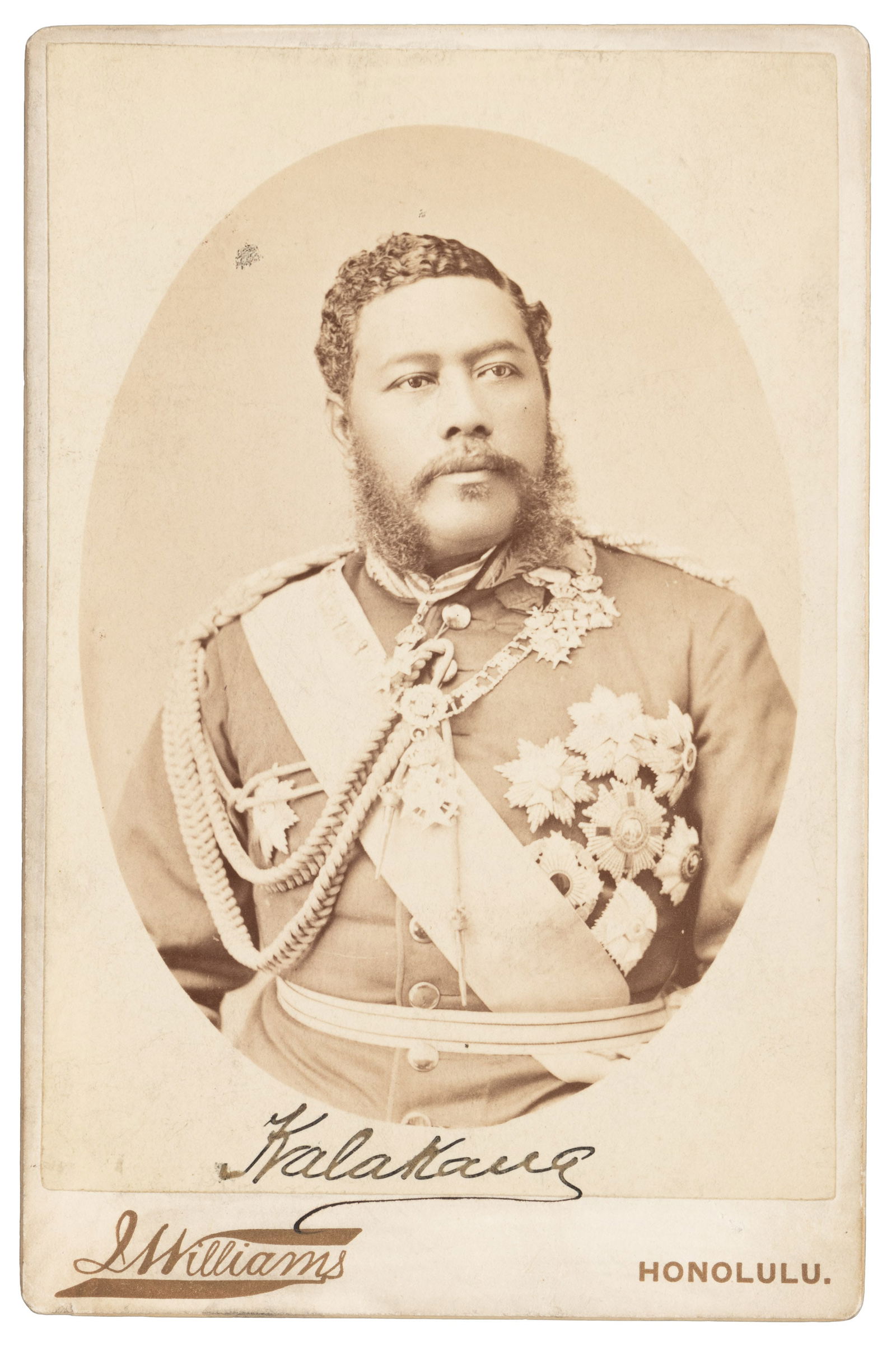 Signed cabinet card of Hawaiian King Kalakaua (1 of 3)
