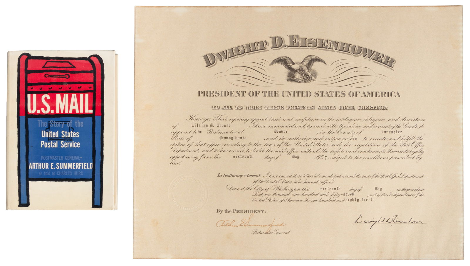 Postmaster appointment signed by Eisenhower (1 of 6)