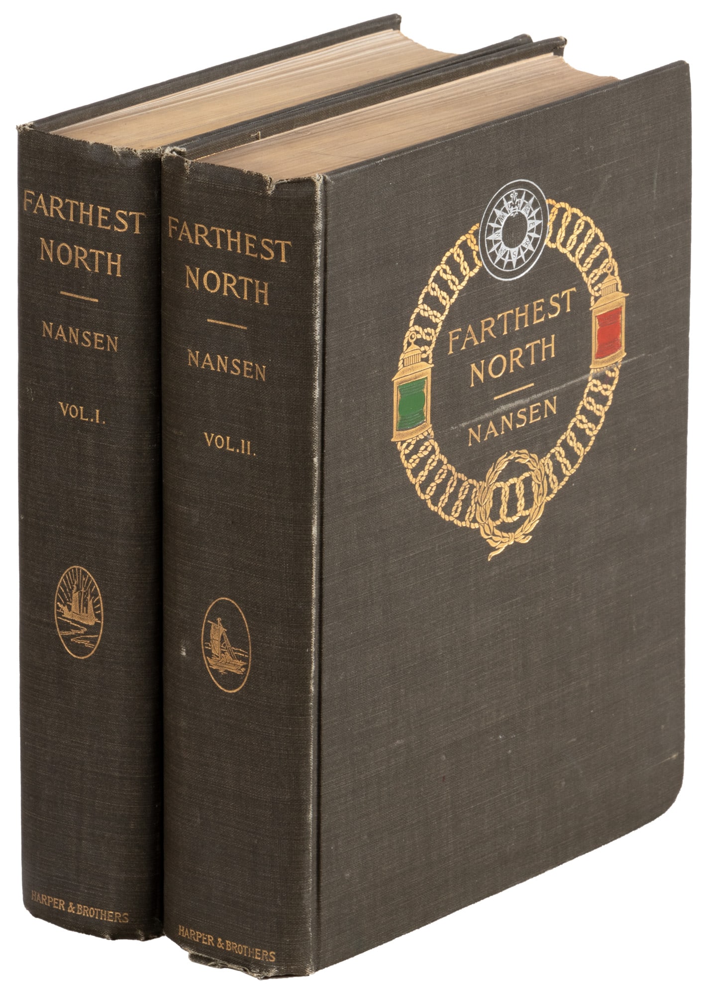 Farthest North in 2 vols Harper & Bros 1897: Heading: Author: Nansen, Fridtjof Title: Farthest North: Being the Record of a Voyage of Exploration of the Ship Fram" 1893-96 and of a Fifteen Months' Sleigh Journey by Dr. Nansen and Lieut. Johansen