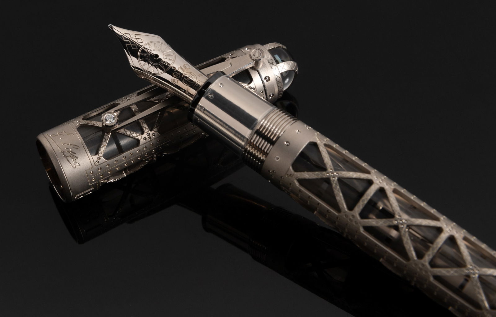 MONTBLANC Artisan Ed: GUSTAVE EIFFEL Ltd Fountain Pen: Heading: Maker: Montblanc Artisan Edition Lot Name: Gustave Eiffel 18K Gold Limited Edition Skeleton Fountain Pen Place: Date: Description: One of Montblanc‘s most acclaimed and sought-aft