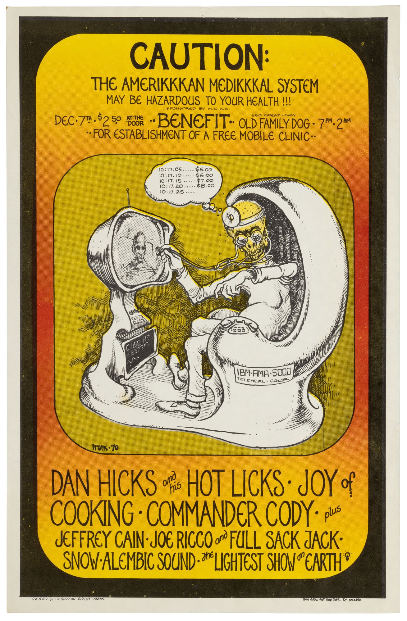 Greg Irons poster for 1970 benefit show in SF (1 of 1)