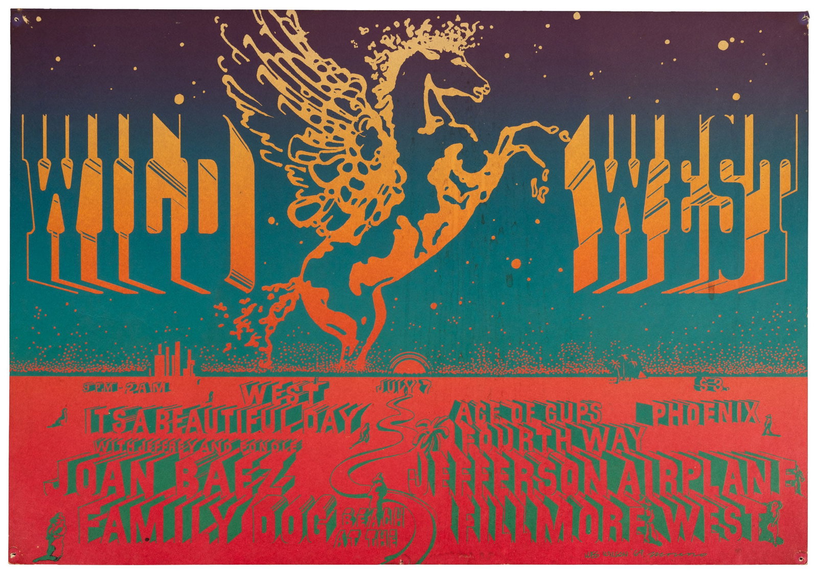 Wes Wilson and Victor Moscoso collaborate: Heading: Author: Wilson, Wes and Victor Moscoso Title: Wild West Place Published: San Francisco Publisher: Date Published: 1969 Description: Offset-printed poster. 35.6x51.3 cm (14