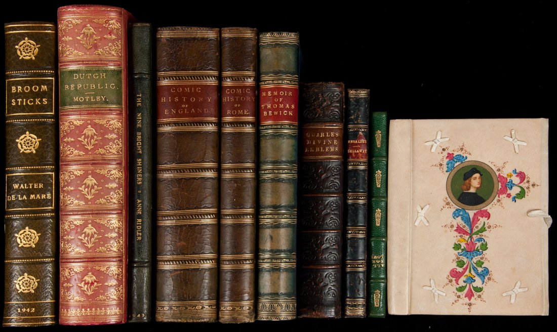 Ten volumes, finely bound: Title: Ten volumes, finely bound Author: ** Description: Includes: Scott, McDougall. Raphael: Bell's Miniature Series of Painters. Bound in full vellum with yapp edges and ties, with a hand-painted fr