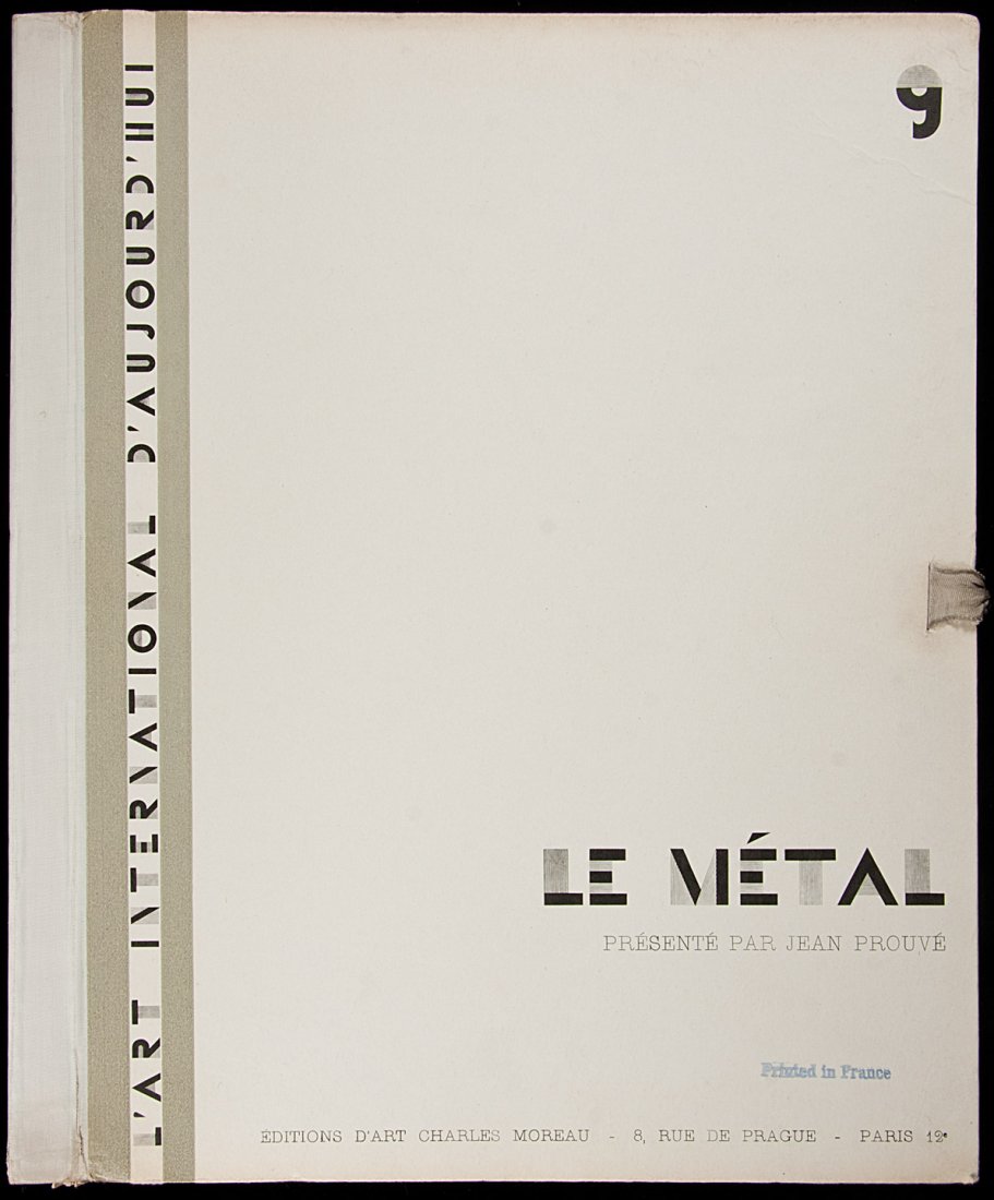 Le Metal by Jean Prouve: Title: Le Metal Author: Prouve, Jean Description: [8] pp. introductory text + 50 photograph plates. 12¾x9¾, loose plates housed in a cloth-backed boards portfolio, string ties, glassine dust jacket.