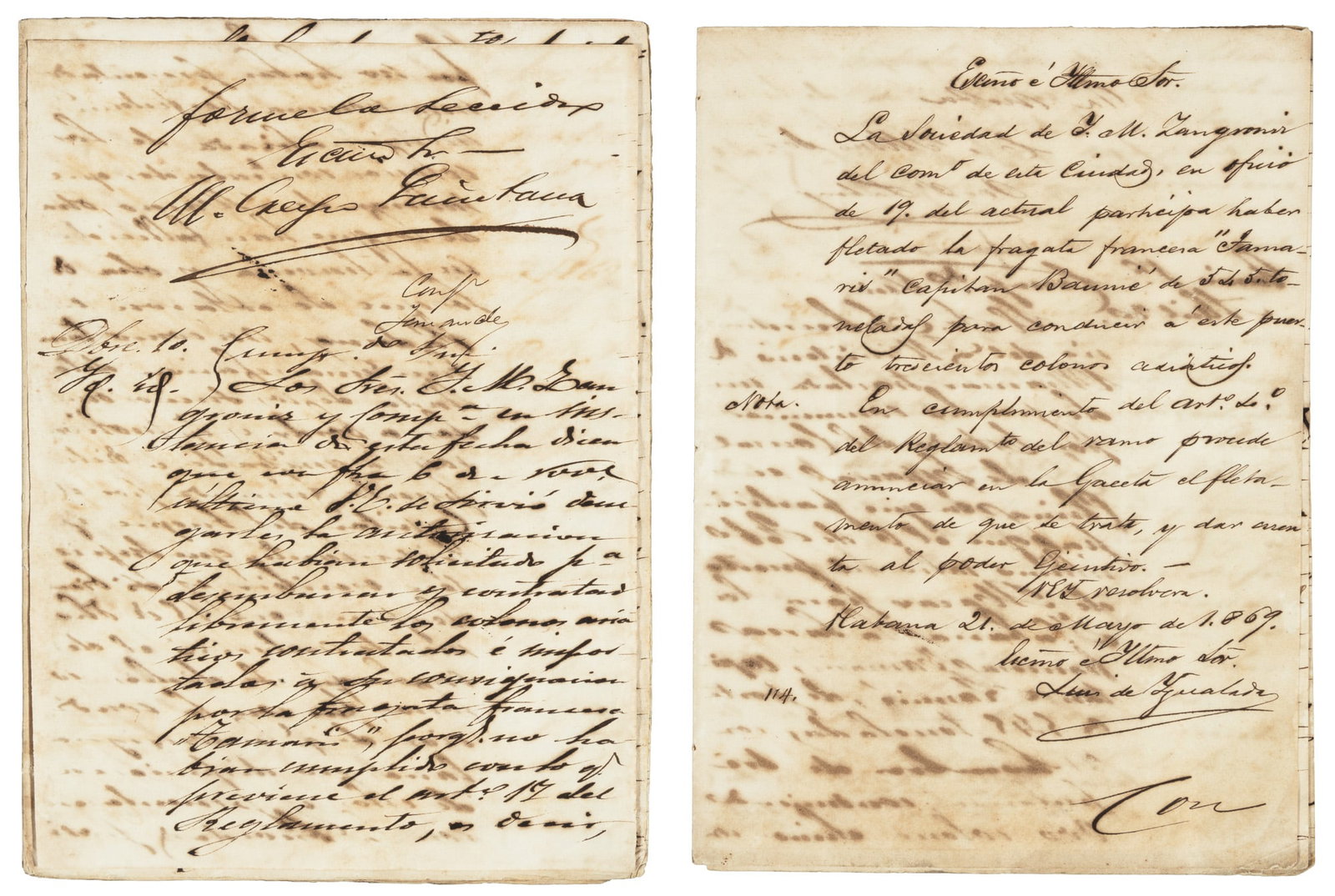 Report of Chinese laborers sailing to Cuba 1868: Heading: (Cuba - Chinese) Author: Title: Report of trip of Chinese laborers from Macau to Cuba in 1869 Place Published: Macau, China and Havana, Cuba Publisher: Date Published: 1869 De
