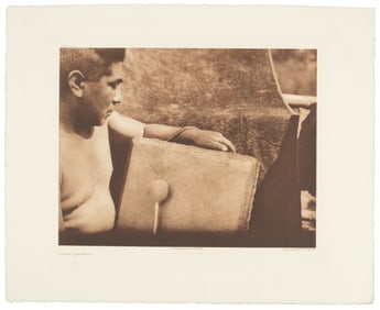 Yurok Drummer, Edward S. Curtis photogravure