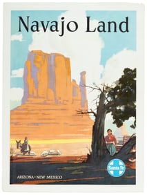 Navajo Lands, Elms poster for Santa Fe line