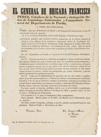 Santa-Anna orders Baja presidio, 1854 broadside