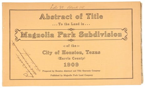 Title abstract Magnolia Park, Houston, TX 1909