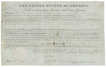 Land grant signed by John Quincy Adams