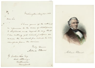 Letter signed by Millard Fillmore as President 1851