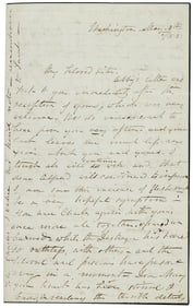 Letter from Jane Pierce as 1st Lady to sister 1853