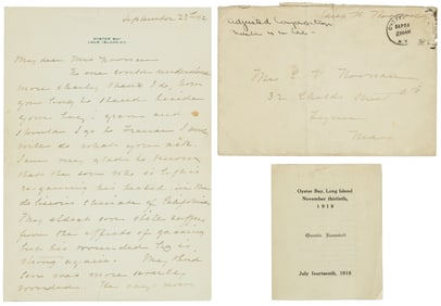 Edith Roosevelt letter with free franked envelope