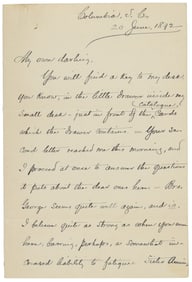 Letter from W. Wilson to his wife, 1892
