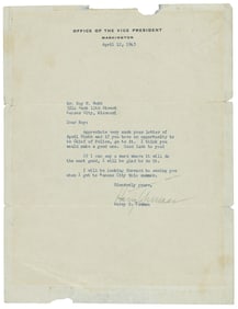 First Truman letter as President or last as VP?