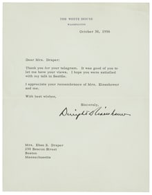 Typed letter signed by President Eisenhower