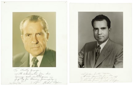 Old and Young Nixon photos both signed