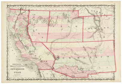 Johnson's California & West hand-colored map 1861