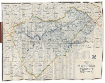 Large folding map of Mariposa County 1914