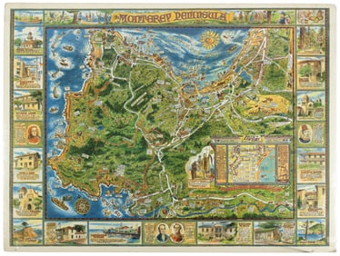 2 Cartoon Monterey Maps by Bibler 1970 & '81