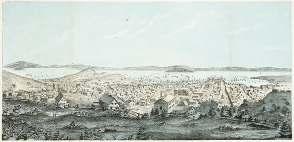Lithographed view of San Francisco, 1854