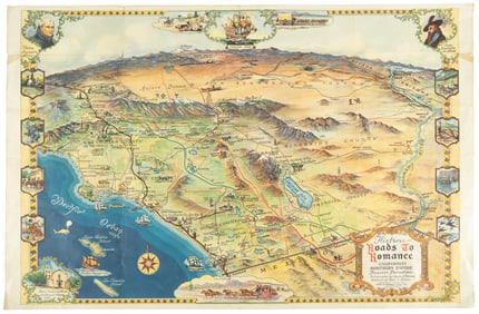 Bird's-eye pictorial map of Southern California