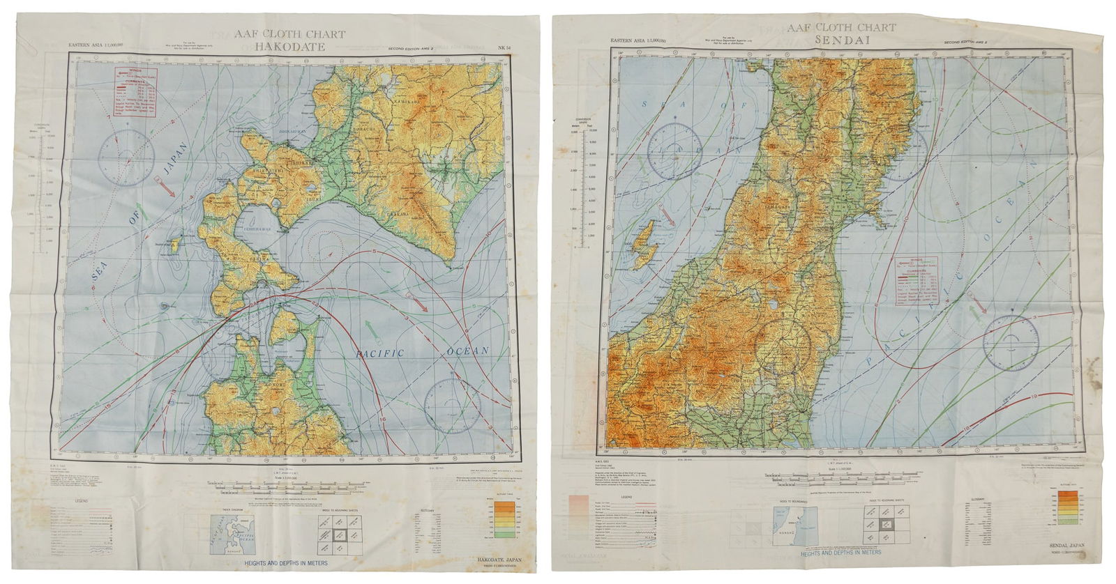 5 U.S. fighter pilot China-Japan escape cloth maps (1 of 3)