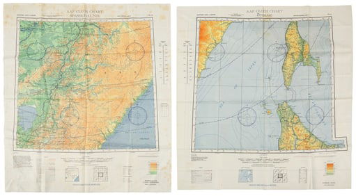 5 U.S. fighter pilot East Asia escape cloth maps