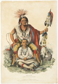 Colored lithograph of Sac & Fox chief Keokuk