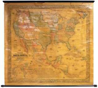 Wall map of North America 1856