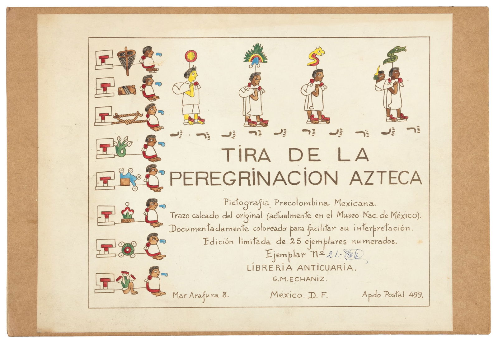 Facsimile of Aztec codex Tira de la Peregrinacion (1 of 11)