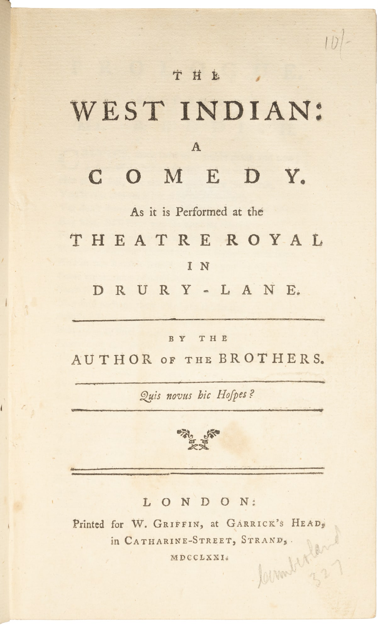 Cumberland, West Indian 1771 First Edition (1 of 5)