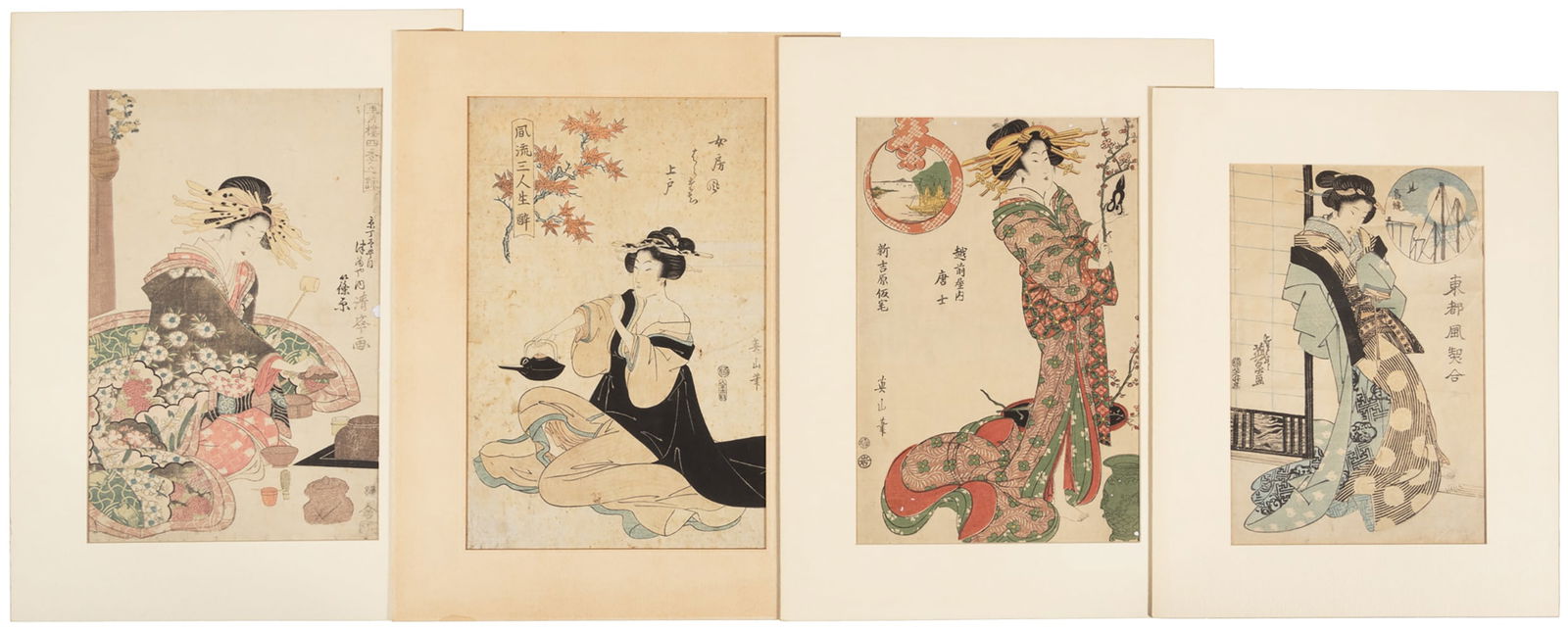 Four 19th century Japanese bijin-ga prints (1 of 1)