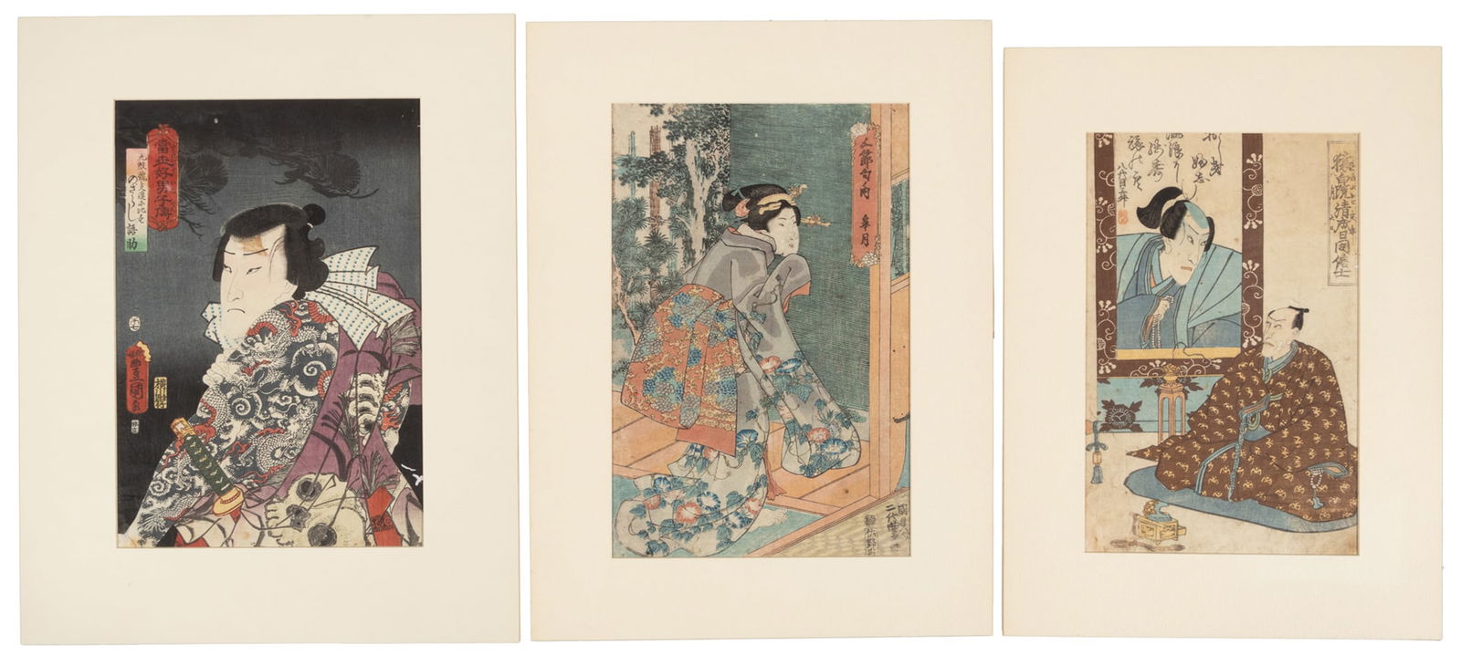 Four color woodblock prints by Kunisada (1 of 2)