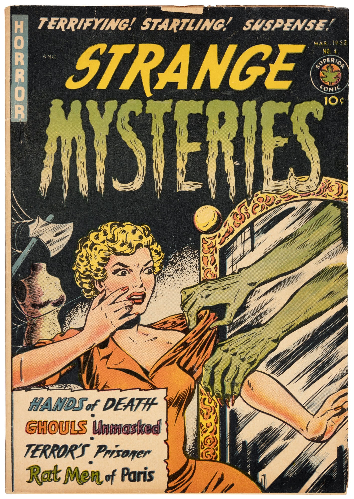 STRANGE MYSTERIES #4 * 3.0 * Rat Men vs Surrender Monkeys: Author: Title: STRANGE MYSTERIES No. 4 Place Published: Publisher:Superior [Indicia: Superior Publishers Limited] Date Published: March, 1952 Description: G/VG (3.0). Mild spine stress, stap