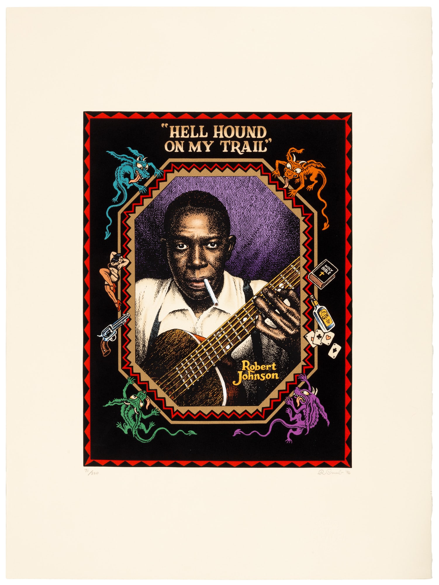 R. Crumb * Robert Johnson Hellhound On My Trail" Sgd Ltd Serigraph": Author: Crumb, Robert Title: Robert Johnson Hell Hound On My Trail Limited Signed Serigraph Place Published: Wisconsin Publisher:Wildwood Serigraphs Date Published: 1996 Description: 22" x 30"