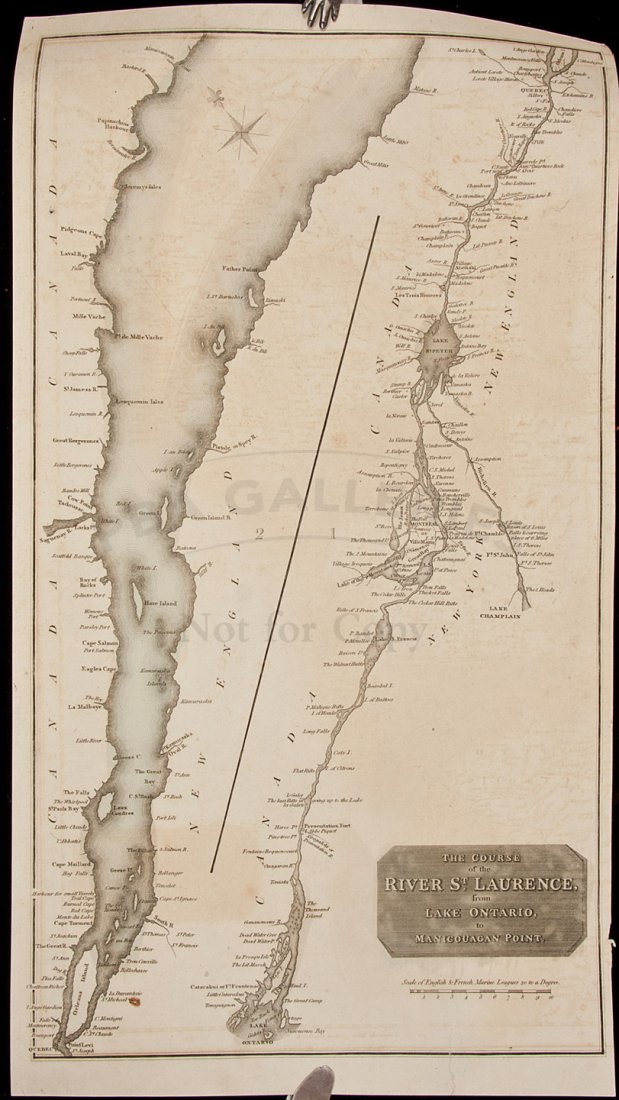 Chart of River St. Laurence: Title: The Course of the River St. Laurence, from Lake Ontario, to Manicouagan Point Author: Thomson, John Description: Copper-engraved map. 41x23 cm. (16x9"). Heading: zzh(Canada)Place Published: Edi