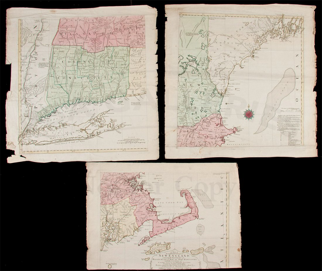 Lotter's version of Jeffery's New England 1776: Title: A Map of the Most Inhabited Part of New England, Containing the Provinces of Massachusetts Bay and New Hampshire, with the Colonies of Connecticut and Rhode Island, Divided into Counties and To