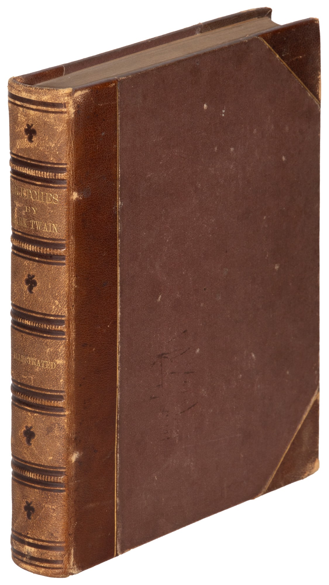 Mark Twain's Sketches half morocco binding: Heading: Author: Twain, Mark Title: Mark Twain's Sketches, New and Old Place Published: Hartford, Conn. Publisher:American Publishing Company Date Published: 1875 Description: 320