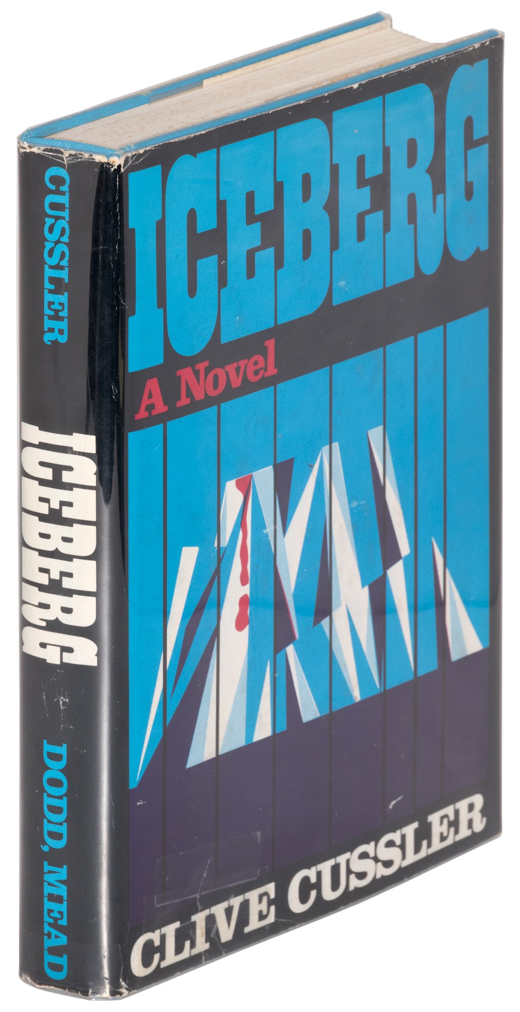 Clive Cussler Iceberg, first edition: Heading: Author: Cussler, Clive Title: Iceberg Place Published: New York Publisher:Dodd, Mead Date Published: [1975] Description: Blue boards, spine lettered in silver, pictorial j