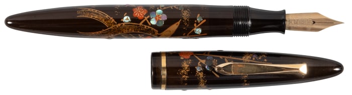 PLATINUM: Bird & Sakura Vintage Maki-e & Raden Ogival Fountain Pen, Smooth