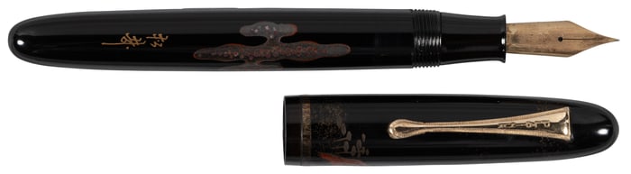 PLATINUM: Mountain and Abstract Forms Vintage Maki-e & Raden Fountain Pen