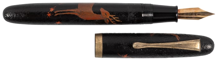 PLATINUM: Deer & Maple Volcano Surface" Pre-War Fountain Pen"