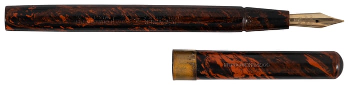 PARKER: No. 20 Mottled Red & Black Hard Rubber Eyedropper, c.1900