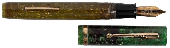 SHEAFFER: Green Celluloid Flat Top Fountain Pen, 1930s