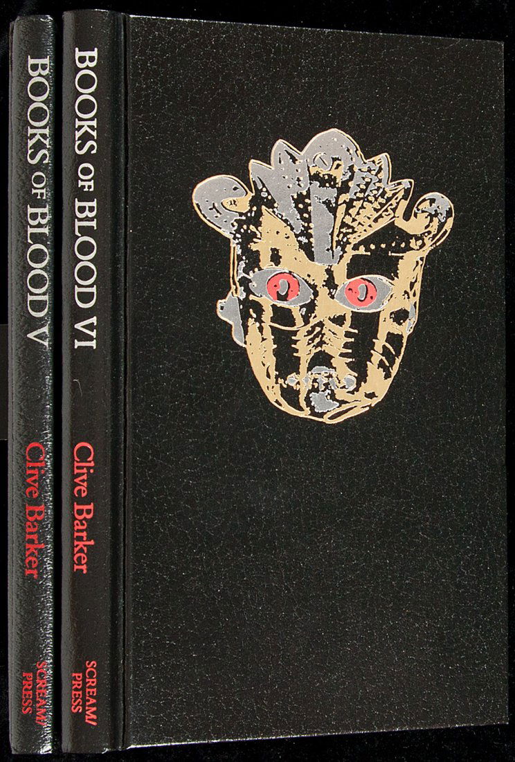 Clive Barker's Books of Blood - V and VI signed: Title: Clive Barker's Books of Blood - V and VI Author: Barker, Clive Description: 2 volumes. Book of Blood V and VI only. Black cloth, decorated and lettered in gilt, silver and red, slipcase. No. 25