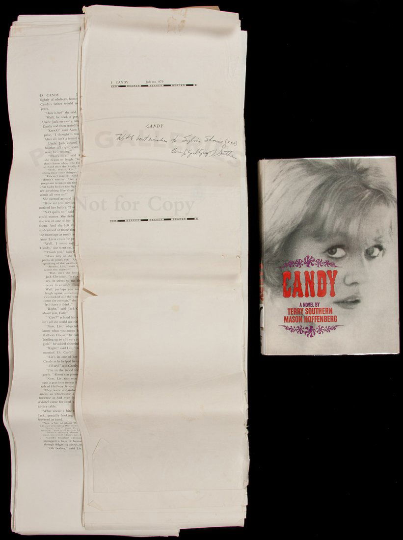 Galley Proofs of Terry Southern's Candy: Title: Candy - Long Galley Proofs, Inscribed Author: Southern, Terry & Mason Hoffenberg Description: Long galley proofs, 61x18 cm. (24x7").First published by Olympia Press in 1958 and almost immediate