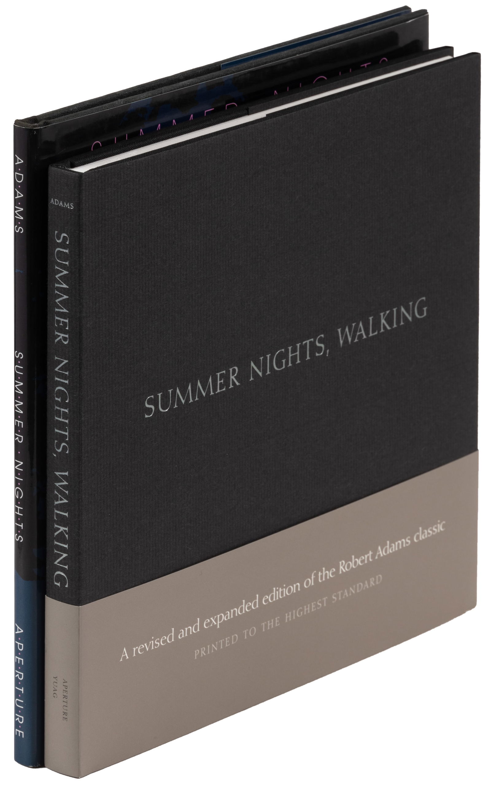 Robert Adams' Summer Nights - 2 editions: Heading: Author: Adams, Robert Title: Summer Nights [with] Summer Nights, Walking Place Published: New York Publisher:Aperture Date Published: 1985; 2009 Description: 2 volumes. Ea
